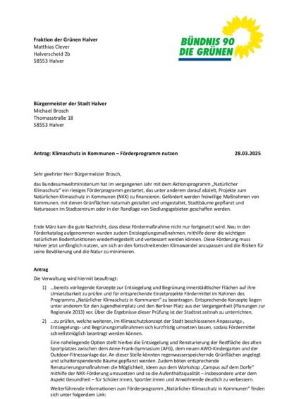 Antrag: Klimaschutz in Kommunen – Förderprogramm nutzen