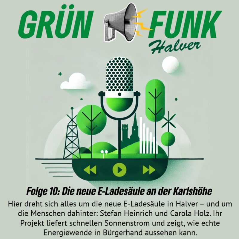 „Grünfunk Halver“ voll auf Sonnenstrom: Die neue E-Ladesäule als lokales Leuchtturmprojekt bei uns im Podcast 4 Grüne Halver - % filename%